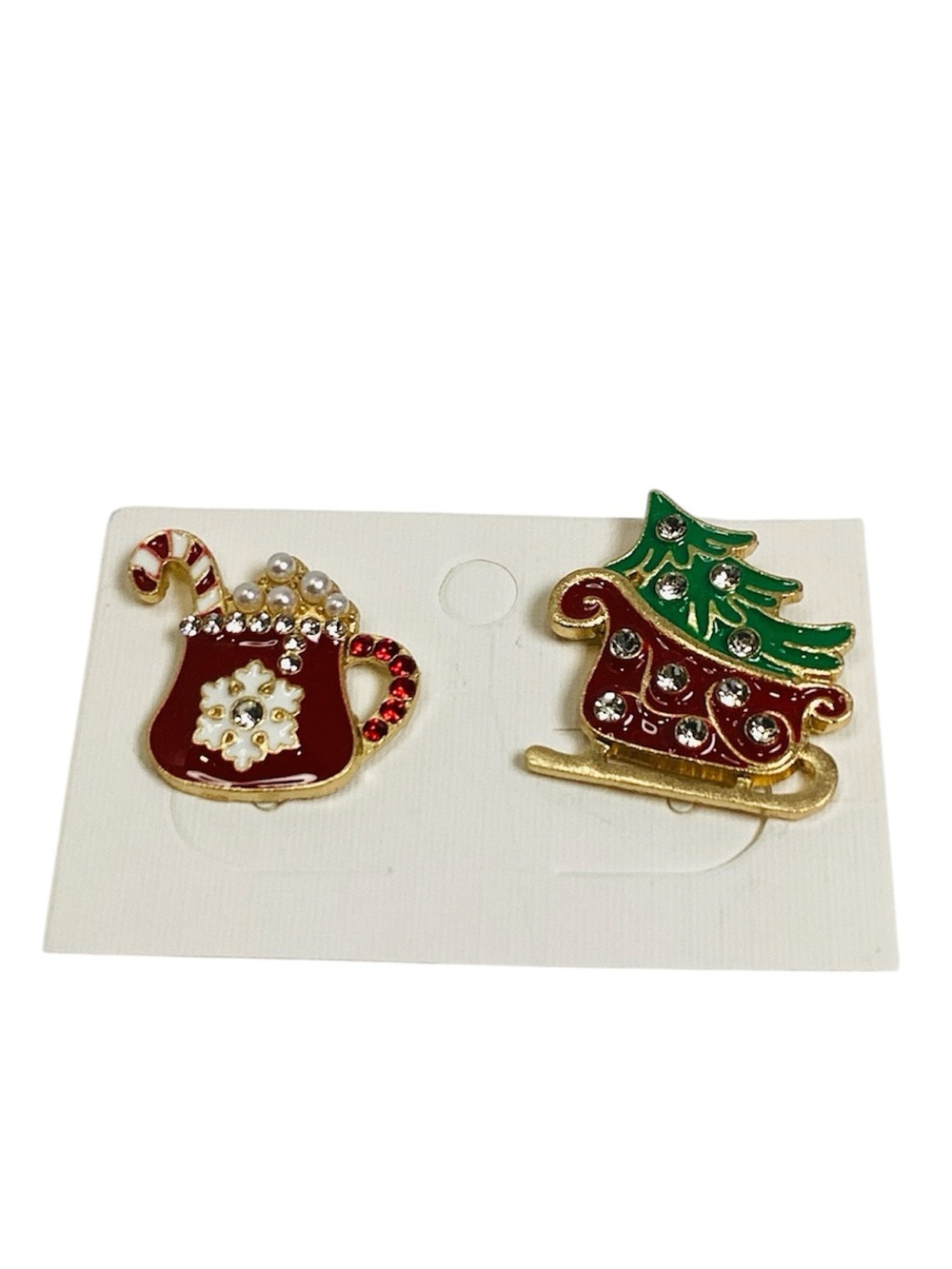 🍄 Festive Pin Set Cocoa Mug and Santa Sleigh - 2pc.